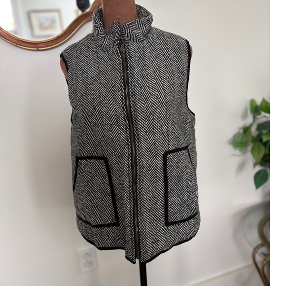 Herringbone Puffer Vest Quilted Lightweight Mock Neck Sleeveless Jacket - Picture 1 of 7